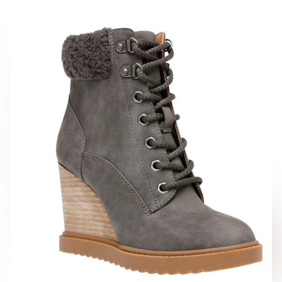 DV by Dolce Vita Shoes - Dolce Vita Gray Wedge Lace up Ankle Boots